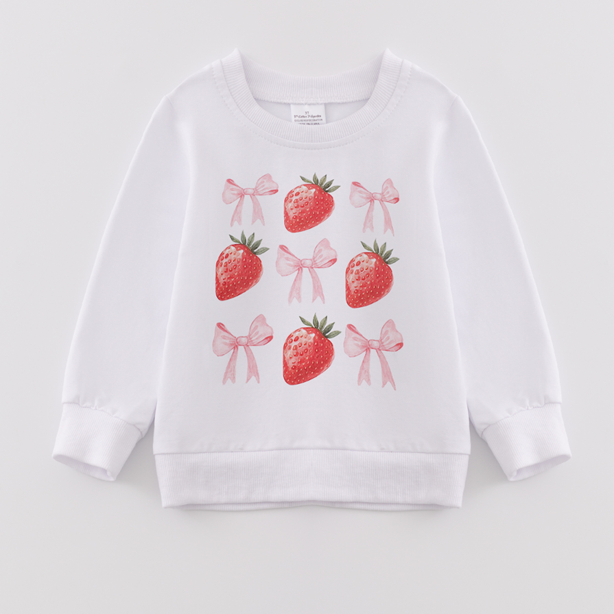 （Pre Order）Girls Fall Bow Print Sweatshirt