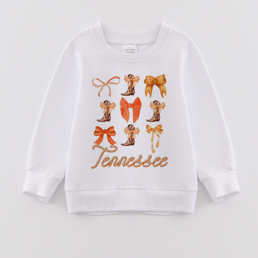 （Pre Order）Girls Fall Bow Print Sweatshirt