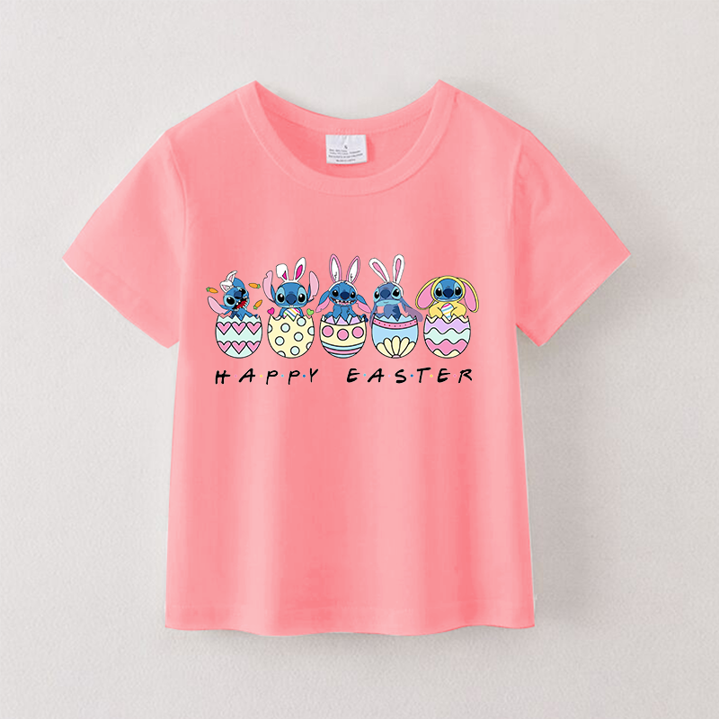 （Pre Order）Girls Easter Cartoon Print T-shirt