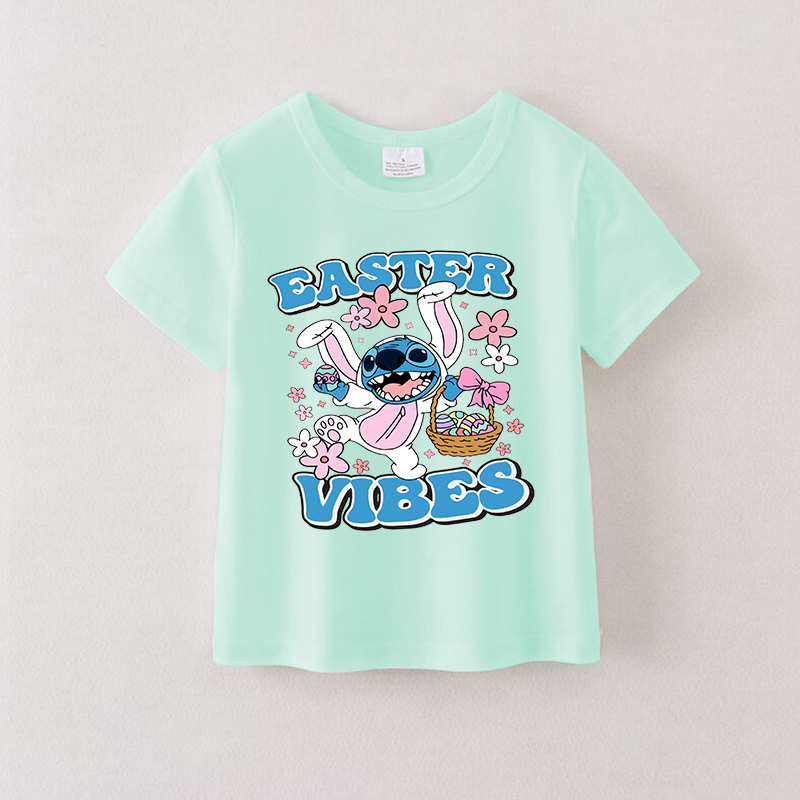 （Pre Order）Girls Easter Cartoon Print T-shirt