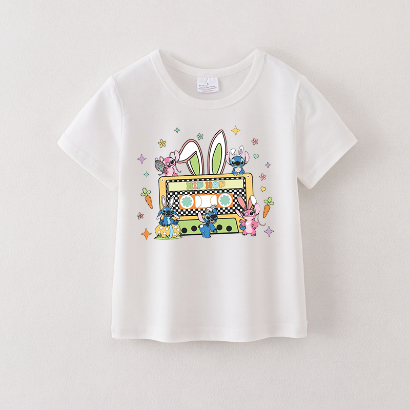 （Pre Order）Girls Easter Cartoon Print T-shirt