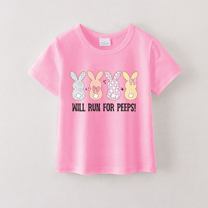 （Pre Order）Girls Easter Cartoon Print T-shirt