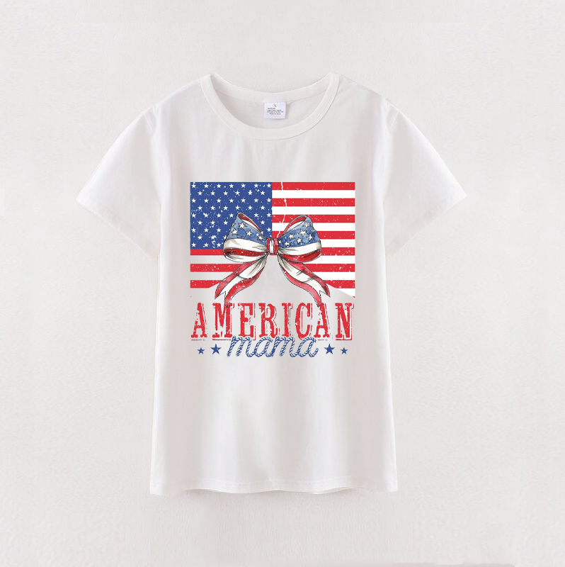 （Pre Order）Patriotic Mommy and Me White Cotton T-Shirts