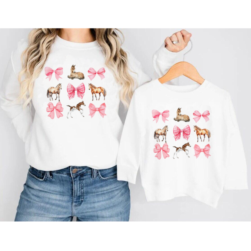 （Pre Order）Mommy and Me Horse Print Sweatshirt