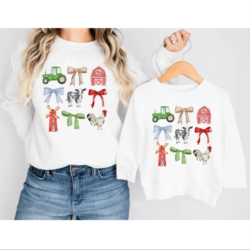 （Pre Order）Mommy and Me Farm Print Sweatshirt