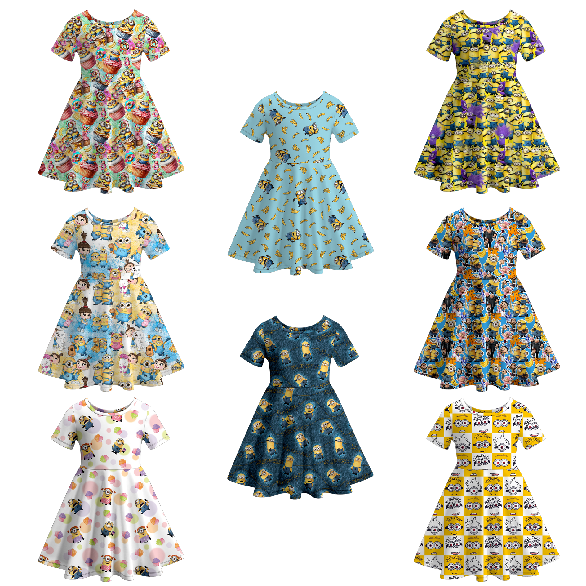 （Pre Order）Girls Cartoon Print Milk Slik Dress