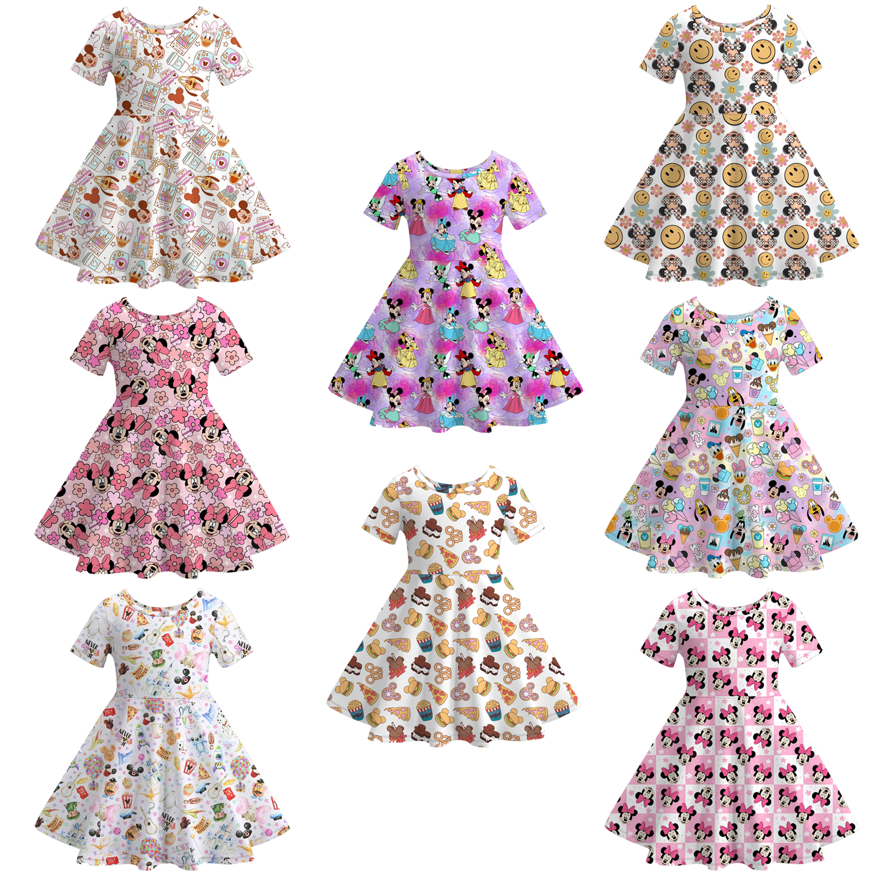 （Pre Order）Girls Fall Cartoon Print Dress