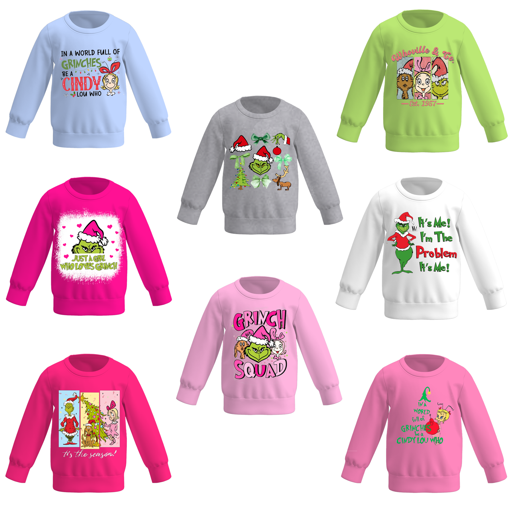 （Pre Order）Girls Christmas Cartoon Print Sweatshirt