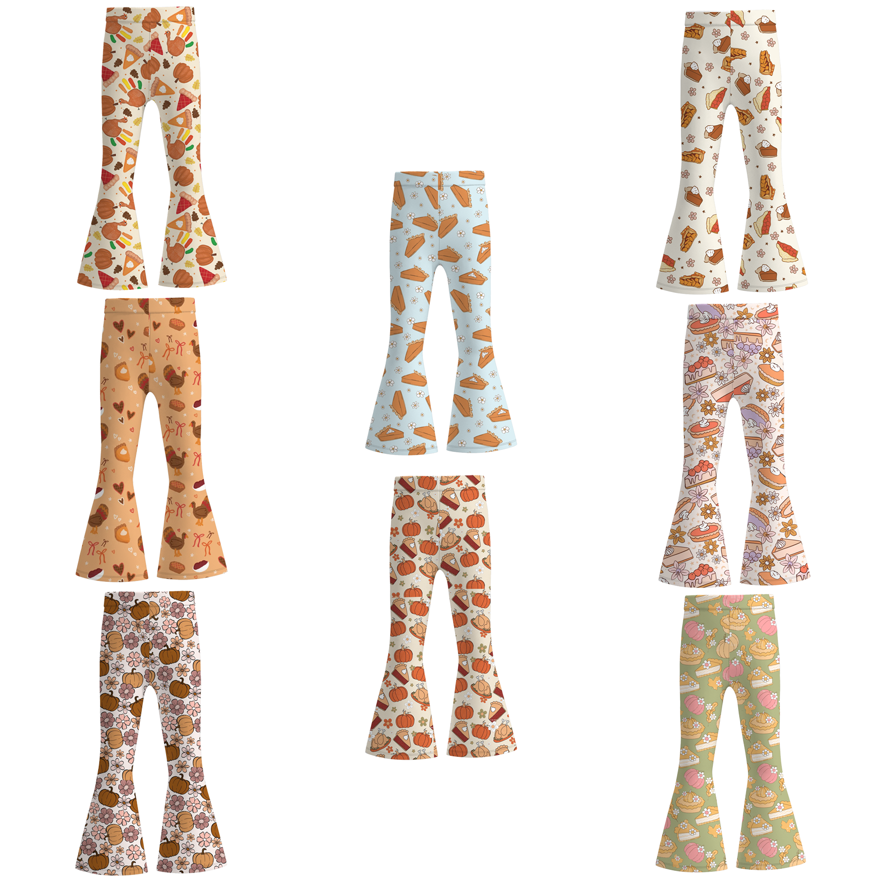 （Pre Order）Girls Thanksgiving Print Bell Pants