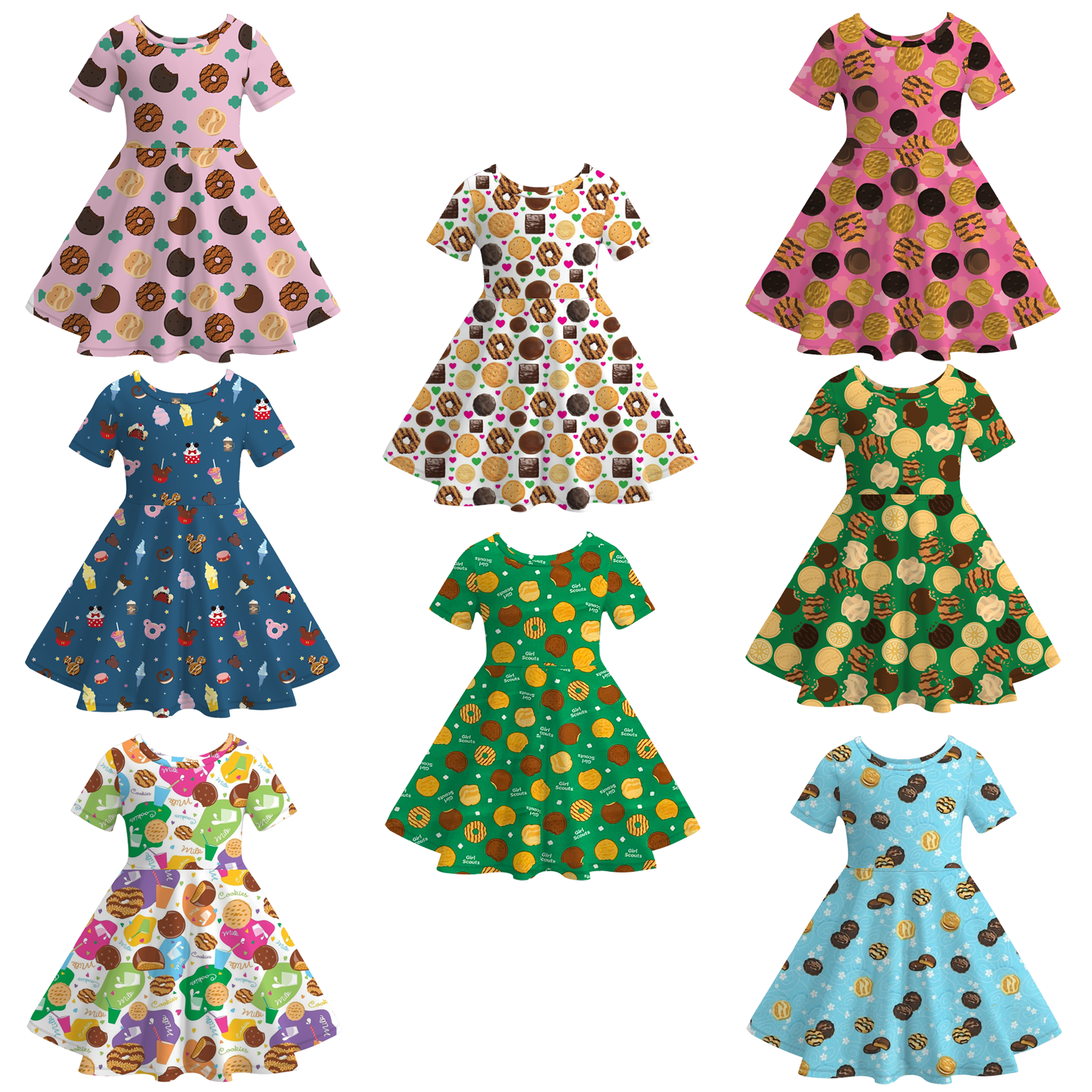 （Pre Order）Girls Scout Cookie Print Dress