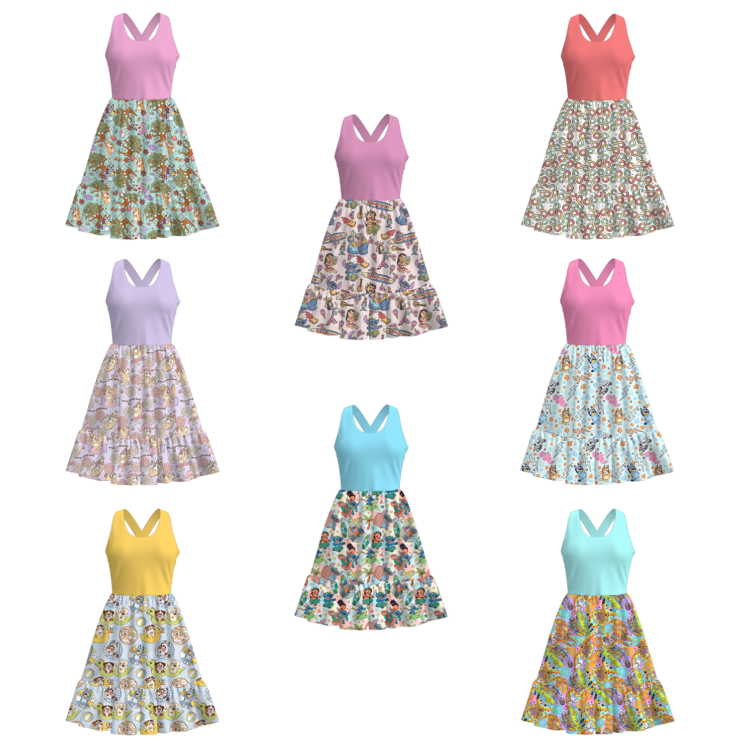 （Pre Order）Adults Spring and Summer Cartoon Print Dress