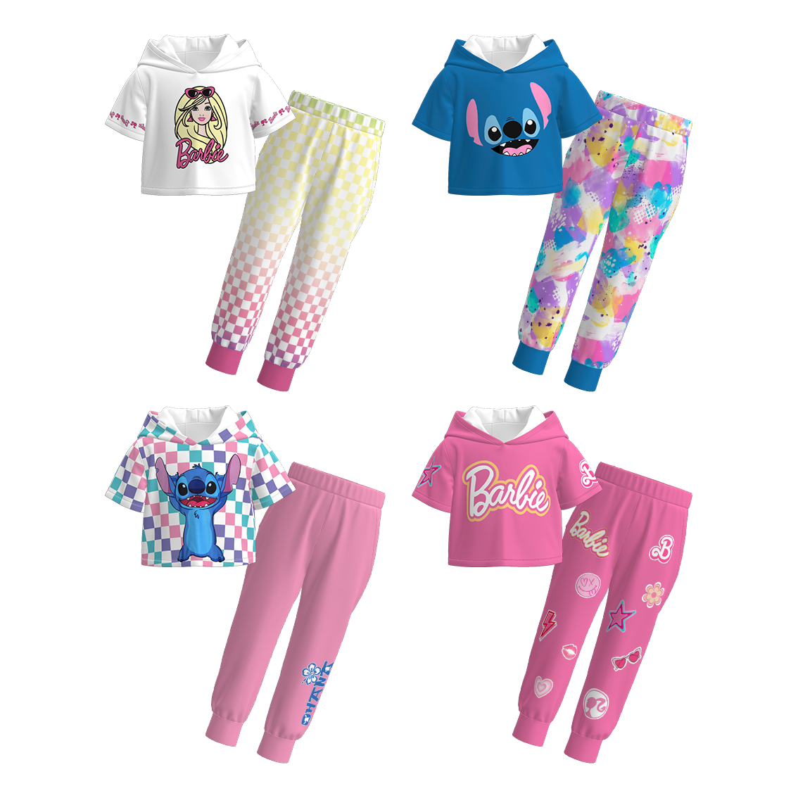 （Pre Order）Girls Spring and Summer Cartoon Print Hoodie Set