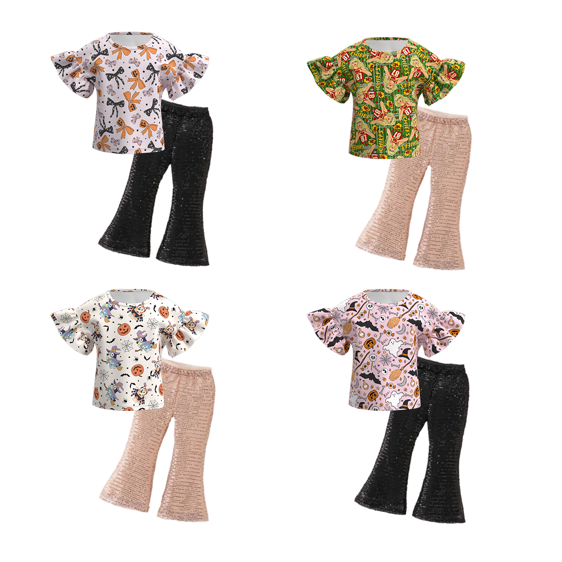 （Pre Order+Pant In Stock）Girls Halloween Print Outfit Set