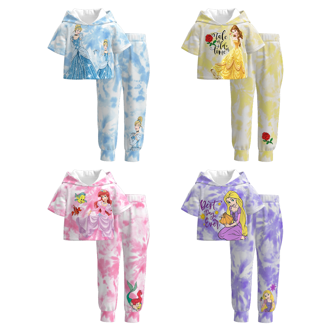 （Pre Order）Girls Spring and Summer Cartoon Print Hoodie Set