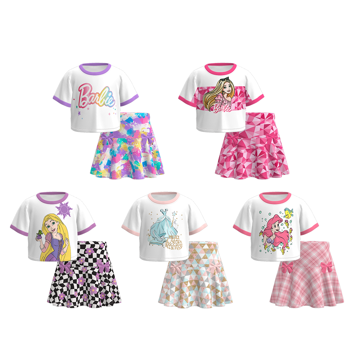 （Pre Order）Girls Spring and Summer Cartoon Print Skirt Set