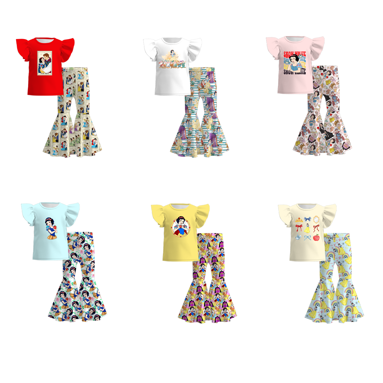 （Pre Order）Girls Spring and Summer Princess Print Outfit Set