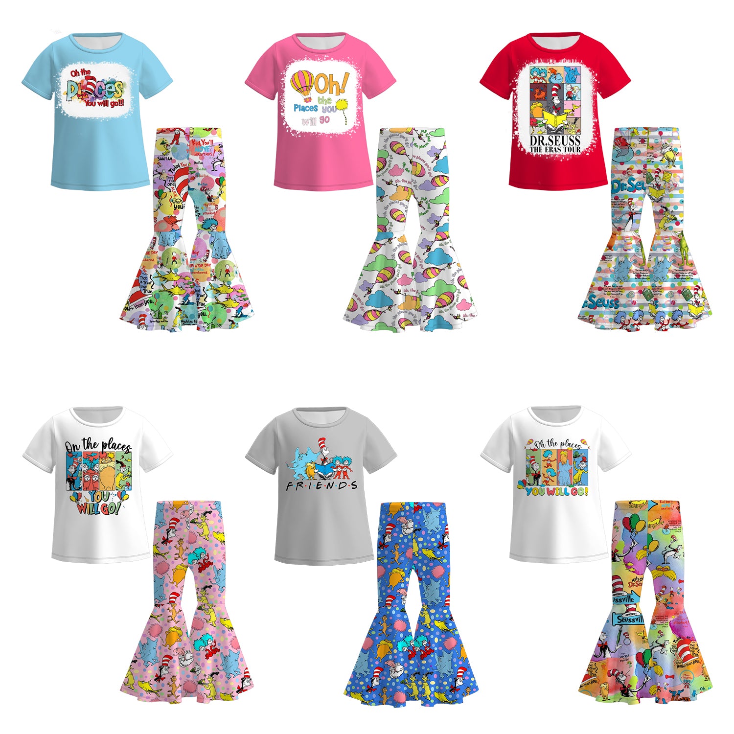 （Pre Order）Girls Spring and Summer DR SEUSS Print Outfit Set