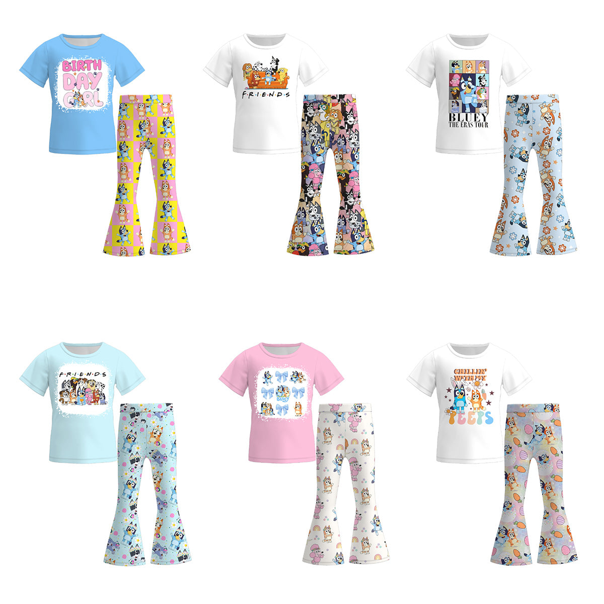 （Pre Order）Girls Spring and Summer Cartoon Print Outfit Set