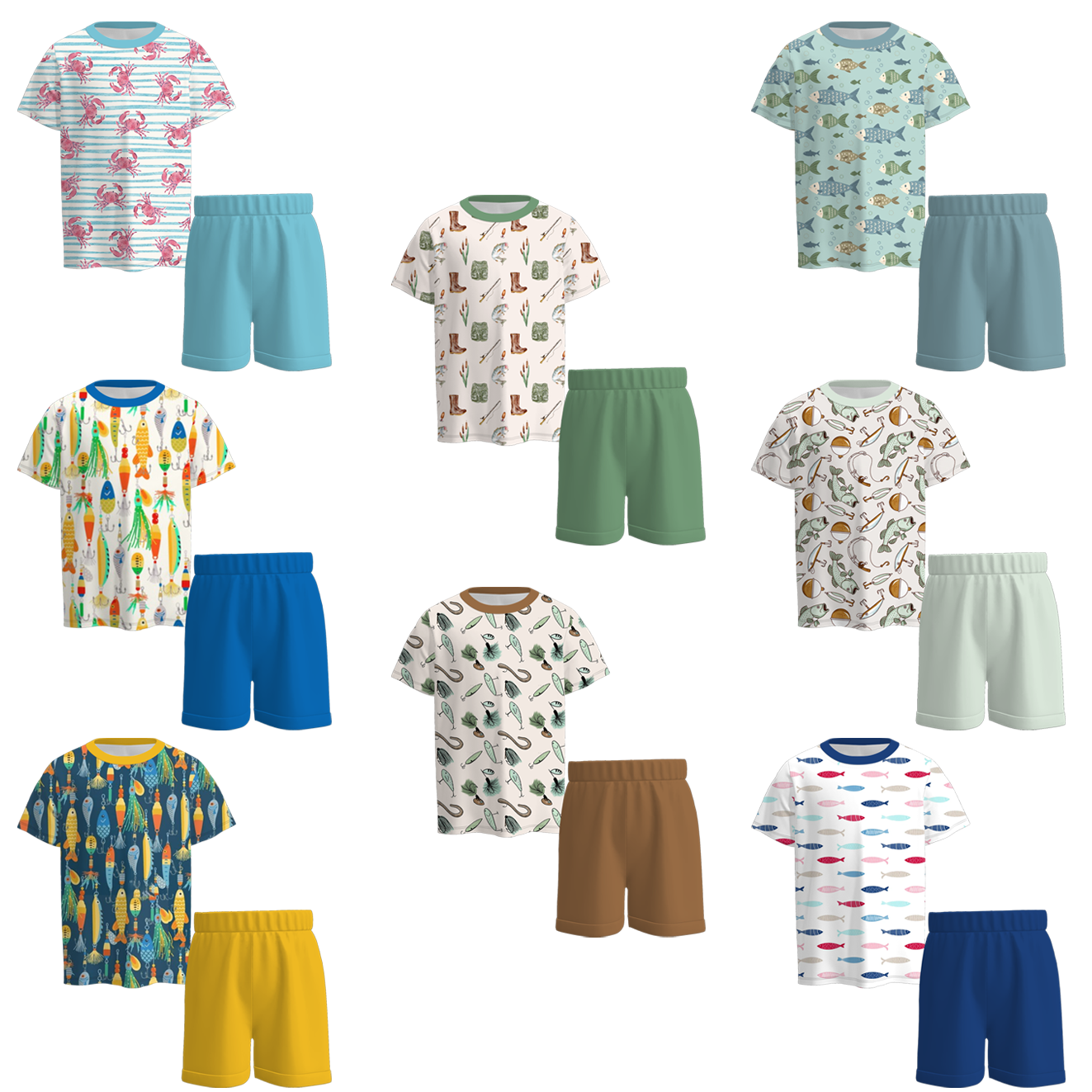 （Pre Order）Boys Summer Seaside Print Pajamas