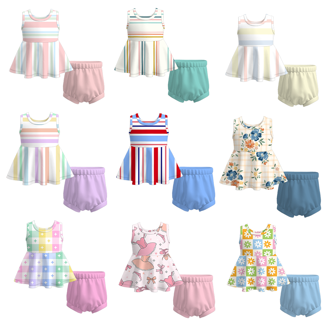 （Pre Order）Exclusive 2024 Summer Baby Girls' Romper Shorts Set