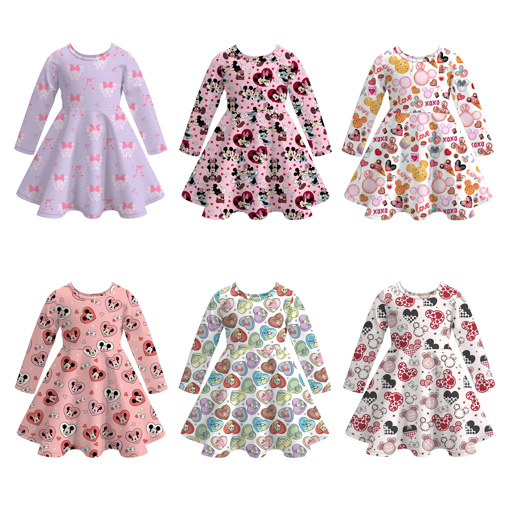 （Pre Order）Girls Valentine's Day Cartoon Print Dress