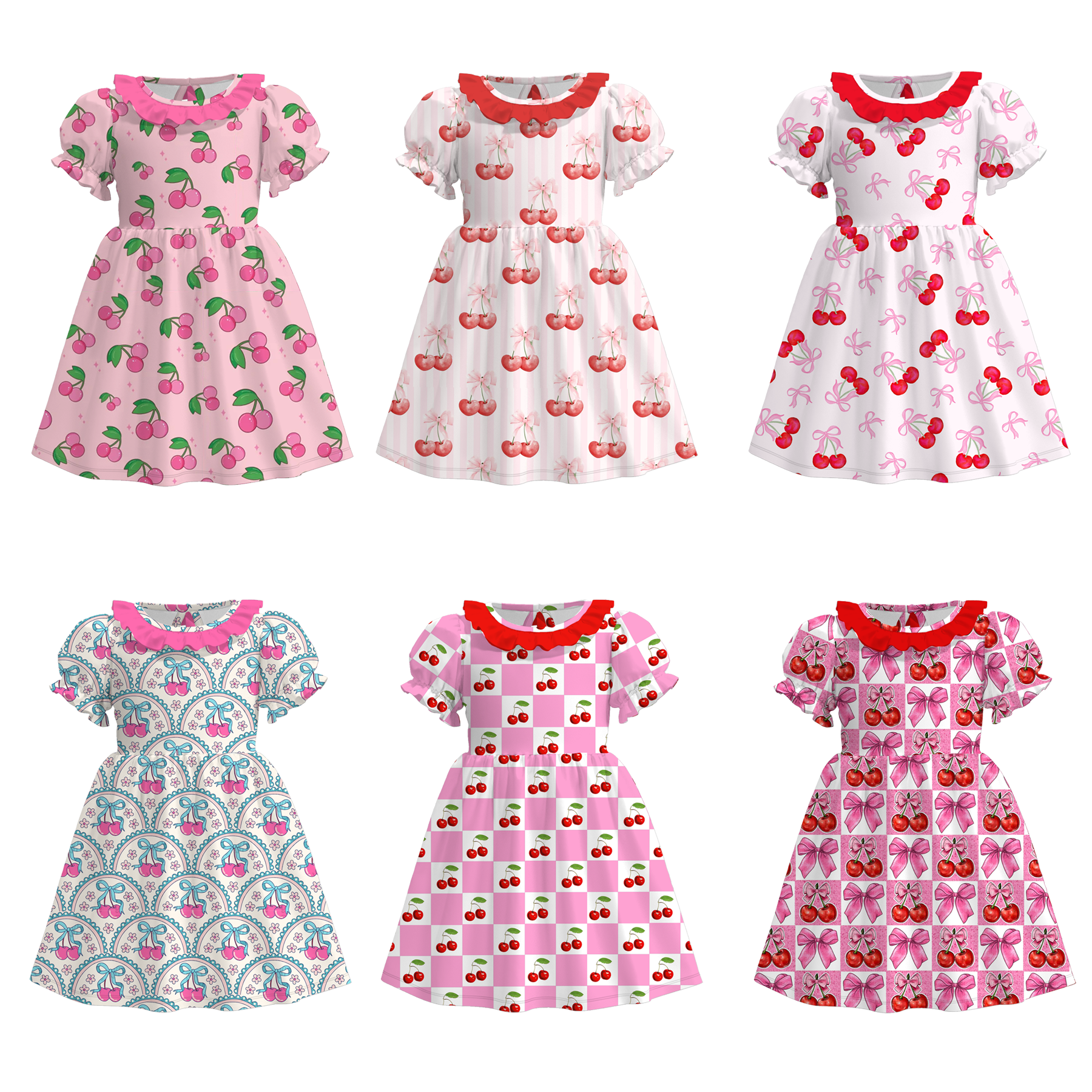 （Pre Order）Girls Spring and Summer Cherry Print Dress