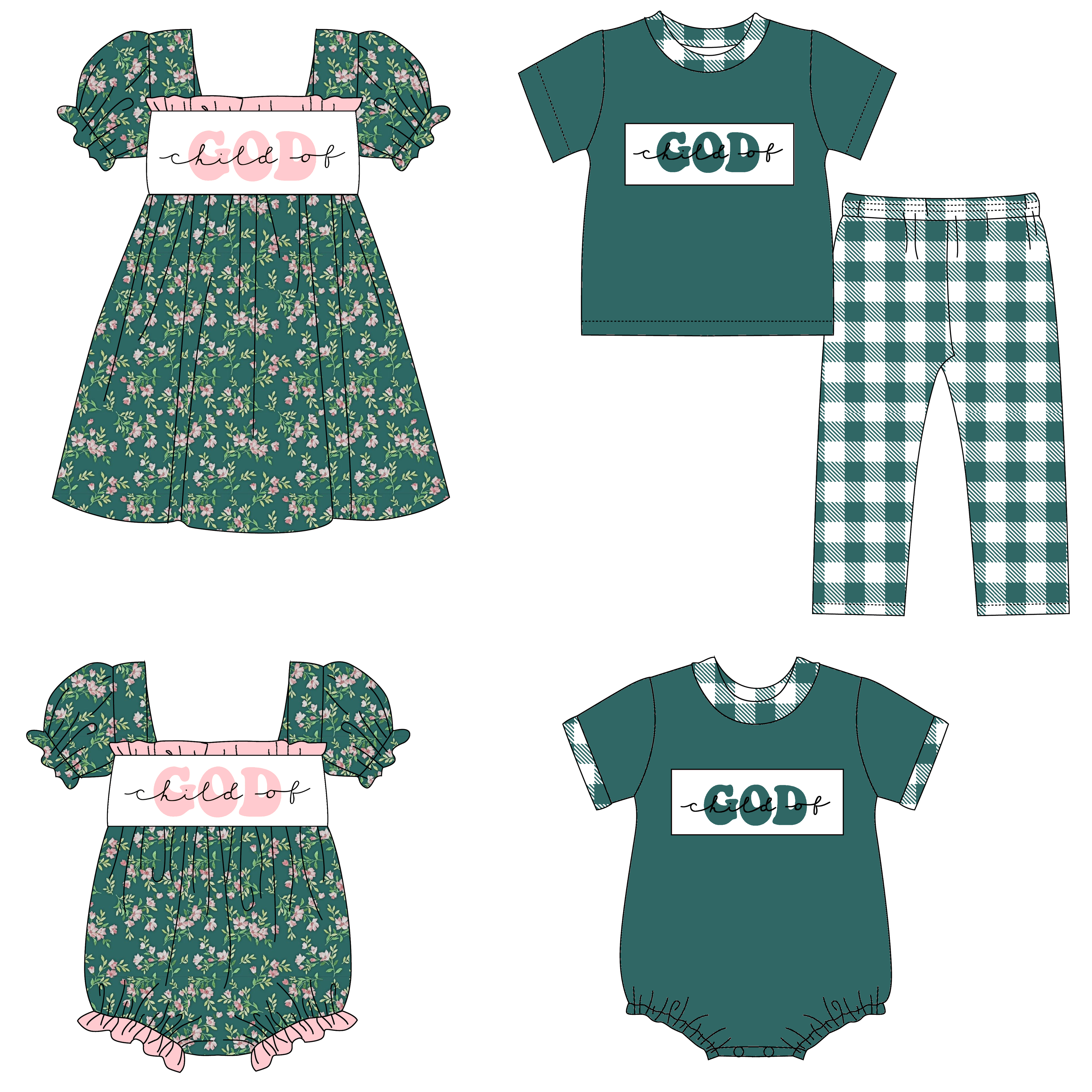 (Pre Order)Boys Child Of God Embroided Pants Set